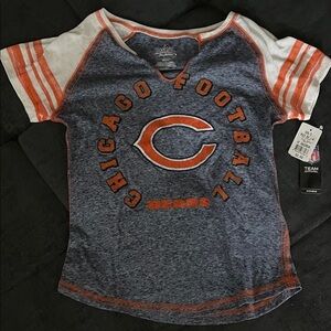 Majestic Chicago Football Women's Tee - Blue, Orange, and White
